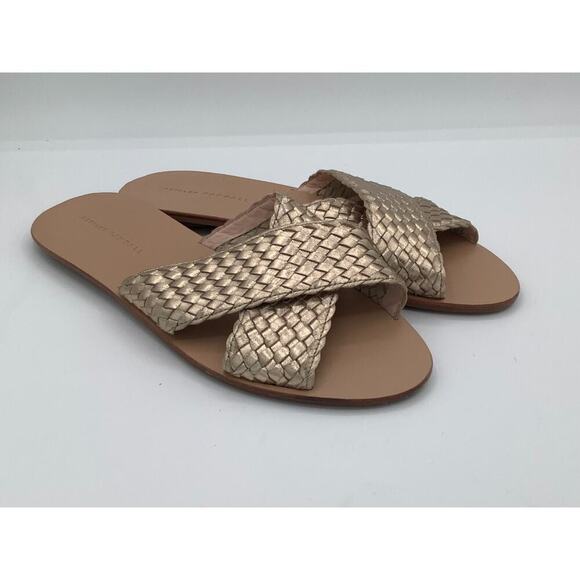 Loeffler Randall Size 9.5 Braided Gold Slides - Picture 1 of 5